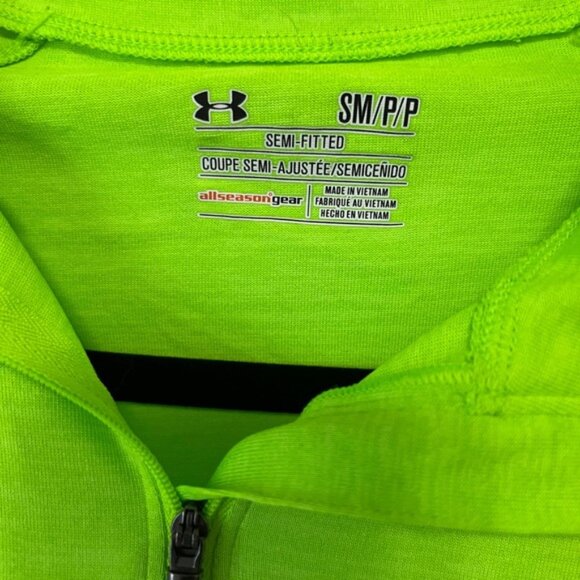Under Armour Half Zip Pullover AllSeasonGear Athletic Top Neon Green SM - Picture 3 of 6
